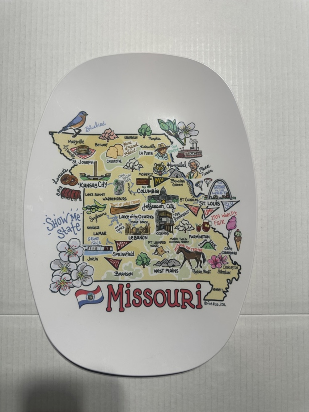 Fish Kiss 2016 Missouri Decorative State map platter serving dish collectible